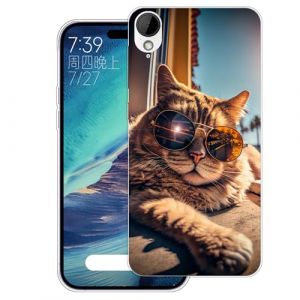 WUACYEAMING Coque pour HTC Desire 825 Pouces,Anti-Jaunissement &Eacute;tui de Protection Antichoc,Motif &Eacute;tui Finition Premium Silicone Housse Cover TPU Transparente-(Le Chat) (WUACYEAMING, neuf)