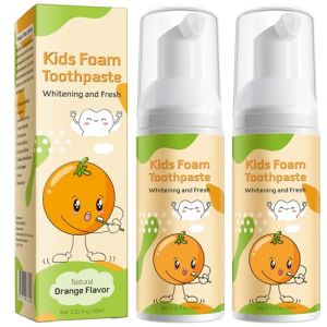 Moulis Dentifrice Enfants Mousse, Blanchissant à Faible Teneur en Fluorure, Réduit la Plaque, Mousse Enfant Bas âge Pour Brosse Dents Forme de U (Fraise & Orange) (Orange) (shaoshaoshop, neuf)
