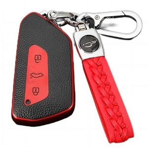Z.MYUKI 【6 couleurs】 Elroq Coque clé avec porte Clef pour Skoda Elroq 2025 2026 Accessoire Protection clé (Rouge) (Z.MYUKI-EU, neuf)