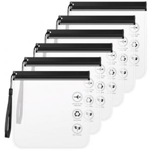 Sac de Liquide Transparent Avion &ndash; Lot de 6 Pochette &Eacute;tanche & Pochette Transparente Zipp&eacute;e 20x20cm,Organiseur de valise， Kit Voyage Avion Cabine, Sac Zipp&eacute; Transparent (Stanpet Store, neuf)