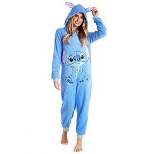 Disney Combinaison Pyjama Femme Stitch Minnie Bourriquet, Grenouill&egrave;re Femme en Polaire, Onesie Adulte Ado Couple S-XXL (Bleu Stitch, XL) (Bixem, neuf)
