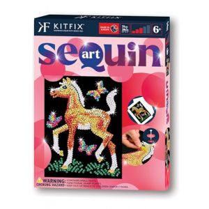 Kitfix - Sequin Art Red - Freya le poulain - Image &agrave; paillettes - 21 x 28 cm - Kit de cr&eacute;ation pour enfants et adultes de plus de 6 ans - 2415 (Kitfix, neuf)