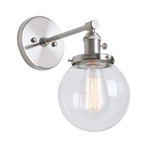 Phansthy Appliques murales industrielles r&eacute;tro, appliques murales vintage avec abat-jour en verre Globe, applique murale antique pour salon cuisine salle &agrave; manger chambre miroir de vanit&eacute; (Bross&eacute;) (Phansthy Technology, neuf)