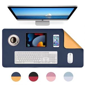 MumdoYAL sous-Main, Tapis de Souris, Tapis de Bureau, sous-Main imperméable en PU, 80 x 40 cm, idéal pour Le Bureau ou la Maison, réversible (Jaune/Bleu foncé) (PERSIDA STORELINE, neuf)