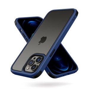 MobNano Coque Compatible avec iPhone 12 Pro Max(6.7"), Militaire Antichoc, Conception de Caméra Protection, Arrière Transparent, Quatre Coins Housse Bumper (Bleu/Noir) (GeeStyle, neuf)