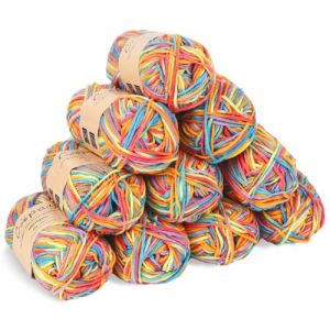 Coopay 10 Pelote de Laine &agrave; Tricoter D&eacute;grad&eacute;, 450g, Multicolore Laine Crochet Doux, 5 Brins Fil &agrave; Tricoter, Laine Crochet Tricot pour Layette, &Eacute;charpe, Chaussettes - Jaune Bleu Color&eacute; (YutongTech, neuf)