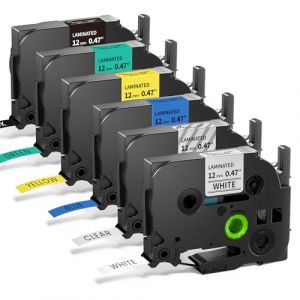 Markurlife TZe Tz Tape 12 mm 0.47 Ruban d'&eacute;tiquettes lamin&eacute; durable TZE131 TZE231 TZE335 TZE531 TZE631 TZE731 Compatible avec Brother P-Touch PTH100/101/110/200 D210/410/710bt/610bt EE. 110 &agrave; 550 W (euMarkurlife, neuf)