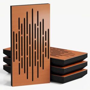 Lot de 4 panneaux acoustiques étroits décoratifs avec tissu de velours, 50 x 25 cm, contrôle du bruit et réduction de l'écho, absorption et diffusion du son | [WAVE-F - Cerise | Noir] (ATB-SOUND, neuf)