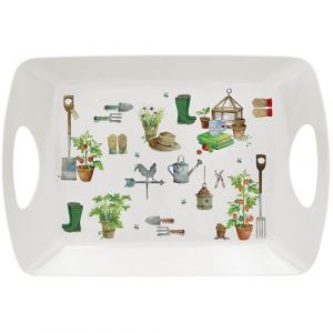 Grand Plateau de Service en m&eacute;lamine sur Le th&egrave;me du Jardin, Vert (GiftwareOnline, neuf)