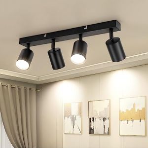 Dehobo Lampe &agrave; spots de plafond LED orientables, spots muraux int&eacute;rieurs GU10 noir, lustre LED moderne de plafond pour chambre &agrave; coucher, cuisine, salon, ampoule GU10 non incluse (Dehobo, neuf)