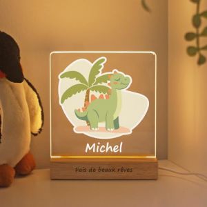 LASERO' Veilleuse Personnalis&eacute;e Bebe avec Pr&eacute;nom &ndash; Lampe Enfant en Plexiglas Imprim&eacute; UV avec Socle en Bois &ndash; Veilleuse Personnalisable pour Chambre B&eacute;b&eacute; &ndash; Cadeau de Naissance Fille Garcon (LAC S.R.L., neuf)