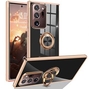 XCYYOO Coque Samsung Galaxy Note 20 Ultra Anneau Housse avec Support à Anneau Rotatif Silicone TPU Galvanisé Ultra Léger Etui 360° Ring Stand Support de Voiture Magnétique Antichoc Protection Cover (XCYYOO, neuf)