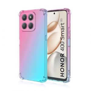 Topme Coque pour Honor 400 Smart (4G/5G) / Honor X7d (6.77" inches), &Eacute;tui de T&eacute;l&eacute;phone Portable en Silicone TPU Souple avec D&eacute;grad&eacute; de Couleur Transparent - Rose Vert (topme, neuf)