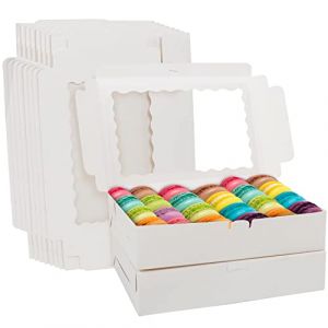 Belle Vous (Lot de 10) Boite Papier Kraft Blanche avec Fenêtre - Boite Gateau de 20,2 x 30,5 x 7 cm - Boite Pâtisserie pour Cookies, Cupcakes, Pâtisserie et Tarte & Cadeaux (Tinyyo Europe, neuf)