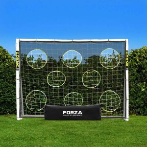 FORZA But de Football en PVC de 2,4 m x 1,8 m | Cage de Foot de Jardin R&eacute;sistante aux Intemp&eacute;ries | Mur de Tir, Ballon et Sac en Option | Entra&icirc;nement &agrave; la Maison (But + Sac + Mur de Tir) (Net World France, neuf)