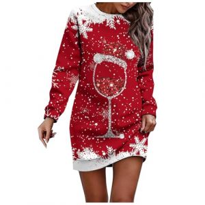Robe Femme Hiver Noire Longue Sweat Noel Grande Taille Pull No&euml;l De Laine a Paillette Long Rouge Moche Chic Et Elegant Mi (keicyd, neuf)