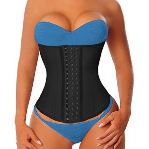 YIANNA Gaine Amincissante Ventre Plat Femme Long Torse Corset Minceur Invisible Latex Waist Trainer Ceinture Serre Taille Bustier Noir,110688 Size XS (YIANNA Direct, neuf)