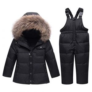 amropi Combinaison de Ski B&eacute;b&eacute; Filles Veste de Duvet &agrave; Capuche et Pantalons de Neige 2 Pi&egrave;ces Hiver Ensemble de Ski Noir-1,4-5 ans (YunBao Footwear Trade, neuf)