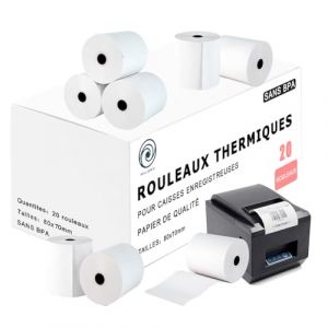 Rollgenio Rouleaux de Papier Thermique Premium 80x70x12 mm pour Imprimantes EPOS et POS Compatibles avec Toutes les Marques (Paquets de 20, 40, 60, 80, 100, 120) (60) (Rollgenio, neuf)