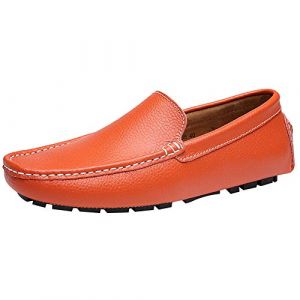 Jamron Hommes Cuir Synth&eacute;tique Styl&eacute; Mocassin Pantoufles Penny Loafers Orange SN9100 EU40 (No.7 Fashion House, neuf)