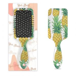 Peigne de massage antistatique avec coussin d'air - Brosse à cheveux carrée - Ananas tropical - Pour femme et fille (OSAM SPACE, neuf)