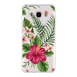 NOVAGO Compatible Samsung J7 2016 (J710) Coque Souple Transparente et R&eacute;sistante Anti Choc avec Impression de qualit&eacute;(Bouquet Exotique) (NOVAGO-Vendeur PRO fran&ccedil;ais, neuf)