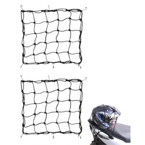 ZEXIJOW Filet Moto,Filet Elastique,Filet à Bagages 2 Pièces Araignée Elastique avec 6 Crochets pour Moto Scooter Bicyclette VTT Extensible 40 x 40cm Noir (ZEXIJOW, neuf)