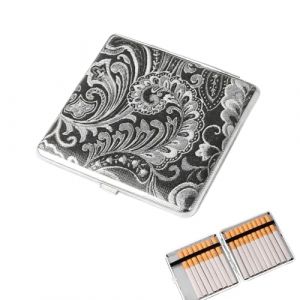 QOWIJEX 1 Pi&egrave;ce Porte-Cigarettes Femme Etui Boite a Cigarettes Porte Cigarette Femme en Aluminium Paquet de Cigarettes Fermeture Aimant&eacute;e (Noir) (liangyunuo, neuf)