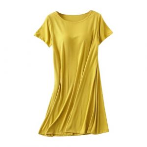 Chemises De Nuit Femme avec Soutien-Gorge Int&eacute;gr&eacute; Fond De Robe Nuisette Robe De Chambre L&eacute;gers Tee Shirt Nuit Sexy Respirants Sleepwear D'int&eacute;rieur Imprim&eacute;e Confortable V&ecirc;tements De Nuits Salon &Eacute;t&eacute; (Anglekie, neuf)