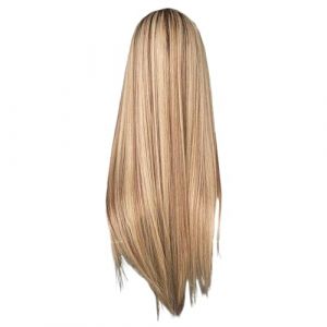 Perruque Pour Femme Cheveux Humains OmbréS 25.6" Longue Perruque Brune Et Blonde Perruque SynthéTique Droite RéAliste Aspect Naturel Perruque Blonde Avec Racines FoncéEs FêTe Quotidienne Cosplay (EnshizhouJinqiaoshanBaihuolingshouyouxiangongsi, neuf)