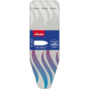 Vileda Total Reflect Housse pour planche à repasser, Reflète la chaleur et la vapeur pour un repassage rapide, Pas de condensation, Installation facile, pour tables 120-130 cm x 38-45 cm, Gris (siluk_24, neuf)