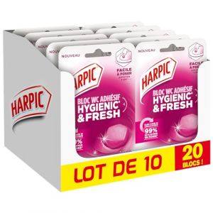 Harpic - Lot de 10x2 Blocs WC adh&eacute;sif Hygienic & Fresh Douceur Florale (Pennguin-FR-Home, neuf)