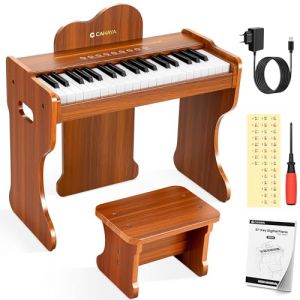 CAHAYA Clavier Piano pour Enfants en Bois - Piano Numérique 37 Touches pour Tout-Petits, avec Commandes Tactiles, Instrument Éducatif Musical, Jouet en Bois pour Filles et Garçons 3+ (Parmedu, neuf)