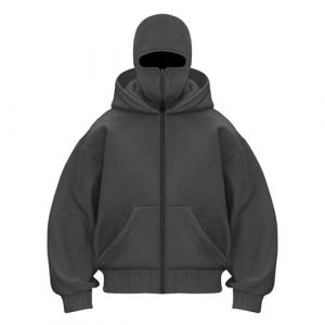 Balaclava Sweat zipp&eacute; sweet homme &agrave; capuche cagoule veste hoodie veste homme hiver chaud Oversize Sweats &agrave; Double Capuche Hiver Polaire Coupe-Vent Zip Veste mi Saison Chaud Masque Blouson (Gris, M) (XLEWHX, neuf)