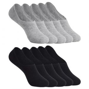 YOUCHAN 10 Paires Chaussettes Invisible Hommes Femmes Basses et Courtes en Coton Socquettes pour Mocassins Souliers Loafers Noir Gris 47-50 (KELATUO, neuf)