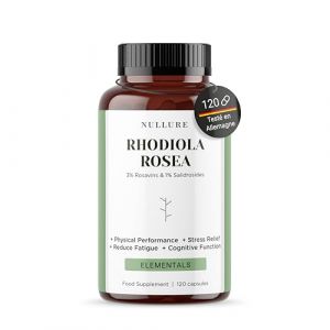 Nullure Rhodiola Rosea | 3% Rosavine et 1% Salidroside &ndash; 200mg | Stress&middot; Humeur &middot; Energie &middot; Fatigue | Vegan + Sans additifs | Rhodiole | 120 g&eacute;lules (4 mois) (Nullure, neuf)