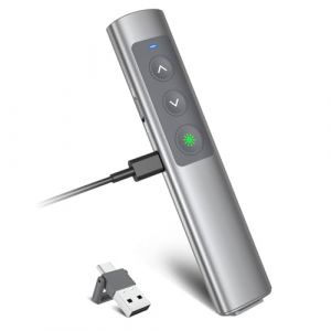 [2 en 1 USB C+ Aluminium + Rechargeable]Telecommande Ordinateur Powerpoint, 2 in 1 USB Type C Telecommande Powerpoint sans Fil Presentation Cliqueur, Powerpoint Remote pour Présentation, Bureau (M YY, neuf)