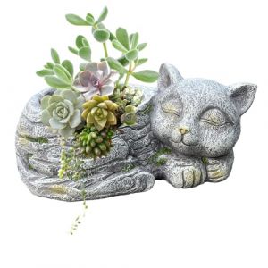 Pot en forme de chat : pots en résine colorés en forme de chat endormi pour expositions de d'intérieur et d'extérieur | jolis pots de fleurs, expositions de (queen'style, neuf)
