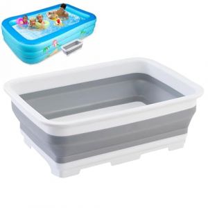 Bain de Pied Pliable Antidérapant, Bassine Pédiluve pour Piscine Hors Sol, Bassin de Rinçage pour Échelles de Piscine, Lavage de Pieds Portable pour Plage,Voyage et Camping, Garde Votre Piscine Propre (SXRXHF, neuf)