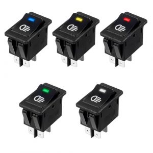 5 Pi&egrave;ces Interrupteurs &agrave; Bascule LED 12VDC/35A, Voiture Moto de Lumi&egrave;re de Brume Interrupteur &agrave; Bascule, l'interrupteur &agrave; Bascule LED 4Pin on/Off, pour Voiture et Moto (WeiLingYuanHui, neuf)