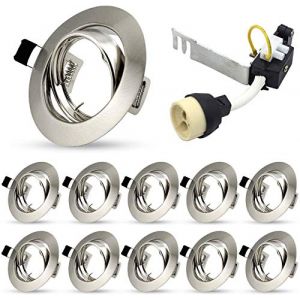 Spot LED encastrable orientable I avec ampoule I GU10 I IP23 I Spot encastrable I Nickel mat (Menghoon, neuf)