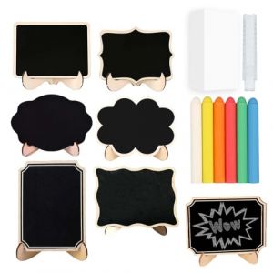 JUGUTA 6 Ardoises en bois avec craies, ardoise craie, tableau ardoise, affichage de messages, enregistrement d'informations, pour maison, boutique, gribouillage d'enfants, signe de porte (ROXYROX FASHION, neuf)