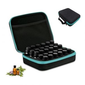 GIDWRIY 30 Trous Boite Rangement Huiles Essentielles 5 ML/10 ML/15 ML,Trousse Huile Essentielle Voyage,Coffret Aromathérapie Rangement Portable,Sac de Transport pour Huile Essentielle Support (GOLDEN COVE 2025, neuf)