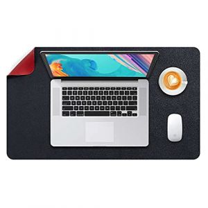 DOBAOJIA Tapis de Souris Grand, sous Main Bureau L, Mouse Pad Mat Prolongé, Tapis de Portable, Tableau d'Écriture, Buvard de Bureau, Double Face Usage en Cuir PU Étanche 60 x 35cm(Noir/Rouge) (DOBAOJIA, neuf)