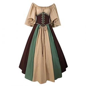 Susenstone 2024 Robe Medievale Femme Grande Taille Victorienne Steampunk Gothique Vintage Medievale Steampunk Costume M&eacute;Di&eacute;Val Femme D&eacute;Guisement Victorienne D&eacute;Guisements Dress Halloween Renaissance (⭐⭐⭐⭐⭐Susenstone, neuf)