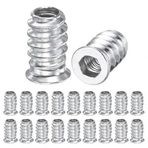 30 Pi&egrave;ces &Eacute;crou &Agrave; Visser M8x15mm Insert Filet&eacute; Pour Bois M8 Galvanis&eacute; Hexagonal Douille Filet&eacute;e Inserts Filet&eacute;s Douille &Agrave; Visser, Pour Produits En Bois, Panneaux Composites, Etc (Argent) (SIA THE REAL OUTLET, neuf)