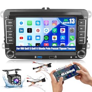 Inefala Android 15 Autoradio pour VW Golf 5 Golf 6 Skoda Polo Passat Tiguan Touran 7 Pouces Écran Tactile avec Bluetooth Main Libre GPS WiFi FM RDS Radio Caméra de Recul USB (Inefala, neuf)
