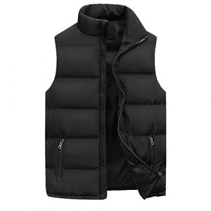 Wenlzhnb Doudoune Gilet Sans Manches Homme en Hiver Veste Chaude L&eacute;g&egrave;re Manteau Epais de Couleur Unie Homme Blouson Zipp&eacute;e Casual Chaud Matelass&eacute;e Rembourr&eacute;e Veste (#Black, XXXL) (Zwlhuiknb, neuf)