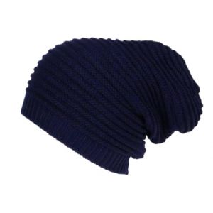 Bonnet Long Oversize en Laine, Style Rasta, Tricot C&ocirc;tel&eacute;, Unisexe, Karpher (FR/ES, Alpha/Lettres, Taille Unique, Bleu) (HATSHOWROOM, neuf)