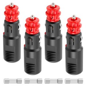 4 Pi&egrave;ces Adaptateur M&acirc;le pour Allume Cigare 12V24V, Prise Allume-Cigare Prise Fiche M&acirc;le Universelle avec Fusible 10A pour Voiture Camions Automobiles Bateau Moto (LiYouZhiXiang, neuf)
